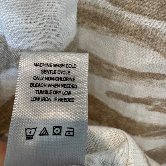 John Mark Linen Cotton Zebra Print Button Down Cinch Sleeve Tunic Top Large - Picture 10 of 14